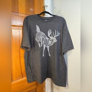 Bonehead Outfitters Gray Graphic T-Shirt with "Anyrhing For A Buck" Sz XL